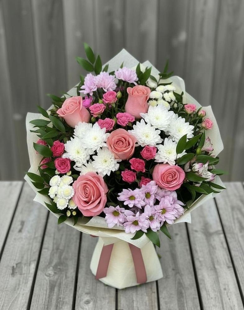 Букет цветов из: Альстромерии, Гвоздики, Розы и Хризантемы в Федоровка Республика Башкортостан