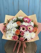 Букет цветов из:  Розы, Герберы и Хризантемы в Федоровка Республика Башкортостан