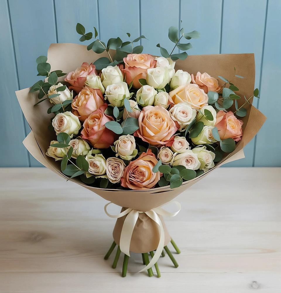 Букет цветов из: Альстромерии и Розы в Федоровка Республика Башкортостан