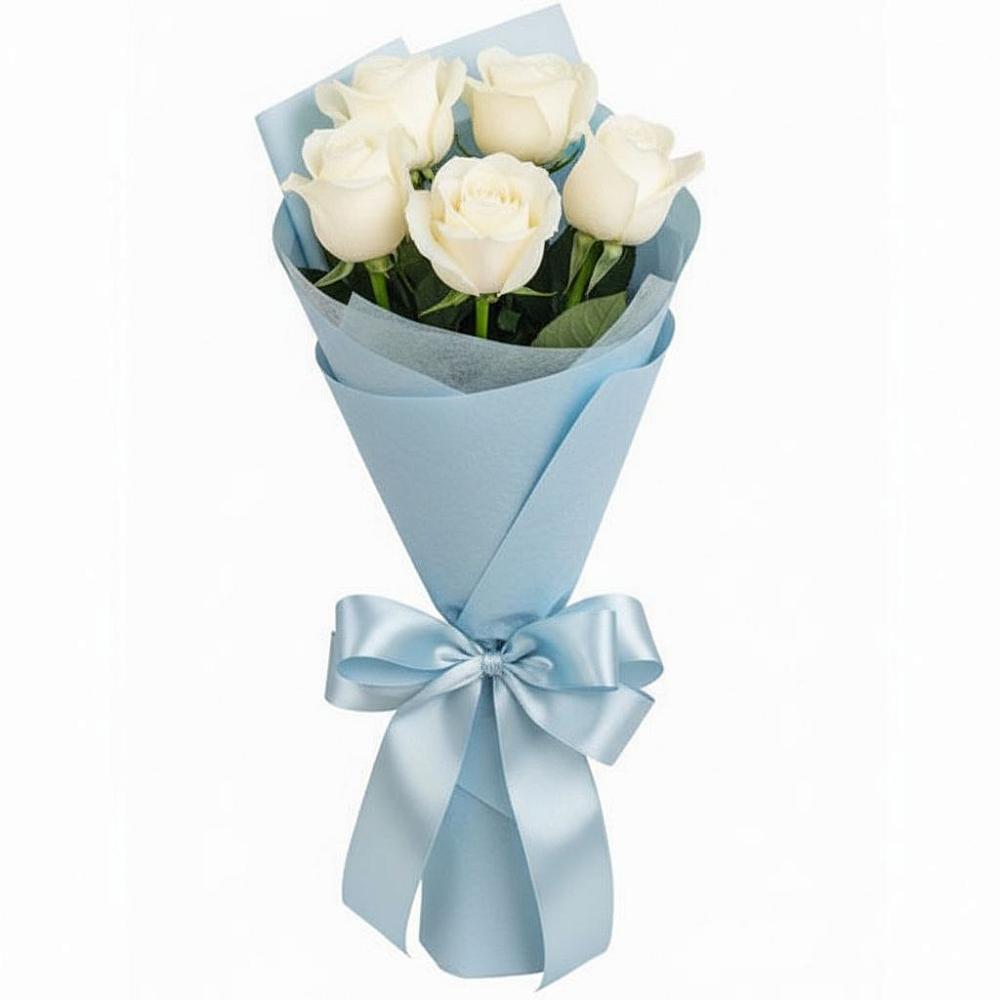 Букет 5 Белых роз Проуд в Федоровка Республика Башкортостан