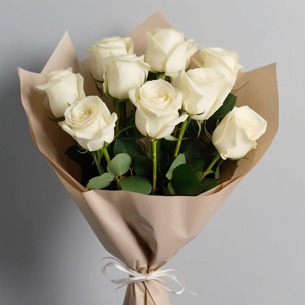 Букет 9 Белых роз Эдлесс Лав в Федоровка Республика Башкортостан