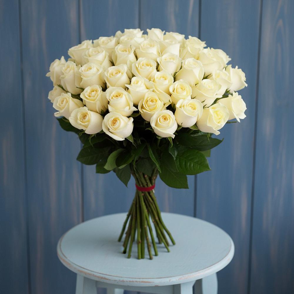 Букет 51 Белая роза Эдлесс Лав в Федоровка Республика Башкортостан