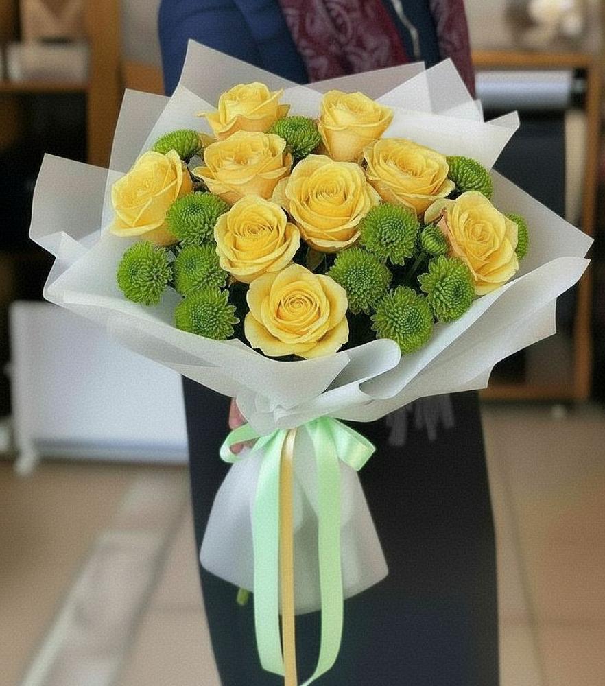 Букет цветов из: Хризантемы и Розы в Федоровка Республика Башкортостан