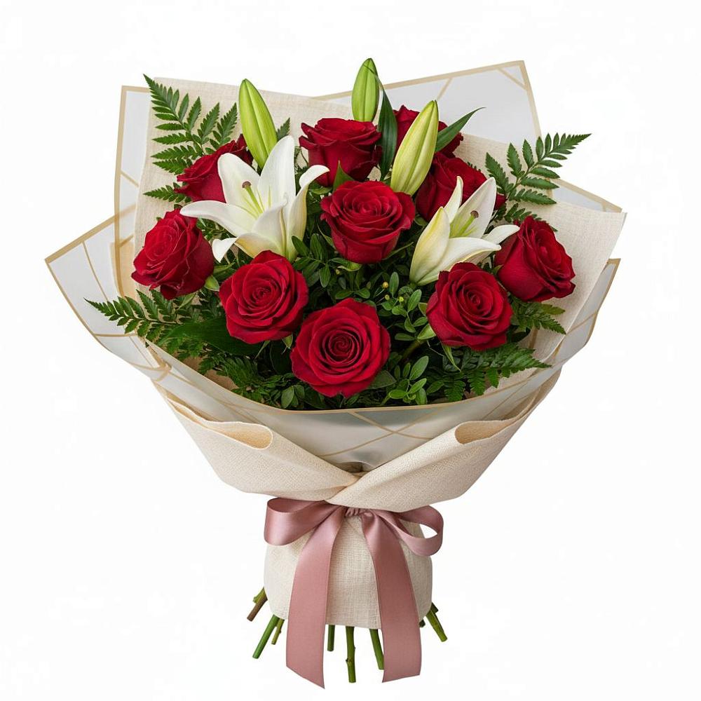 Букет цветов из: Лилии и Розы в Федоровка Республика Башкортостан