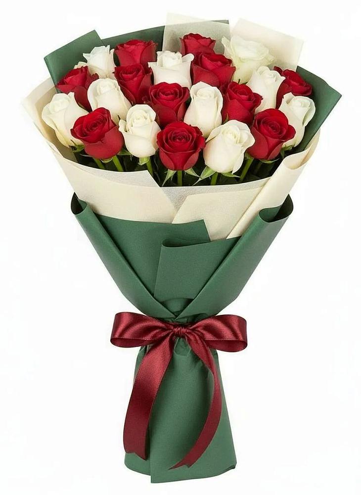 Букет Микс из красных и белых роз в Федоровка Республика Башкортостан