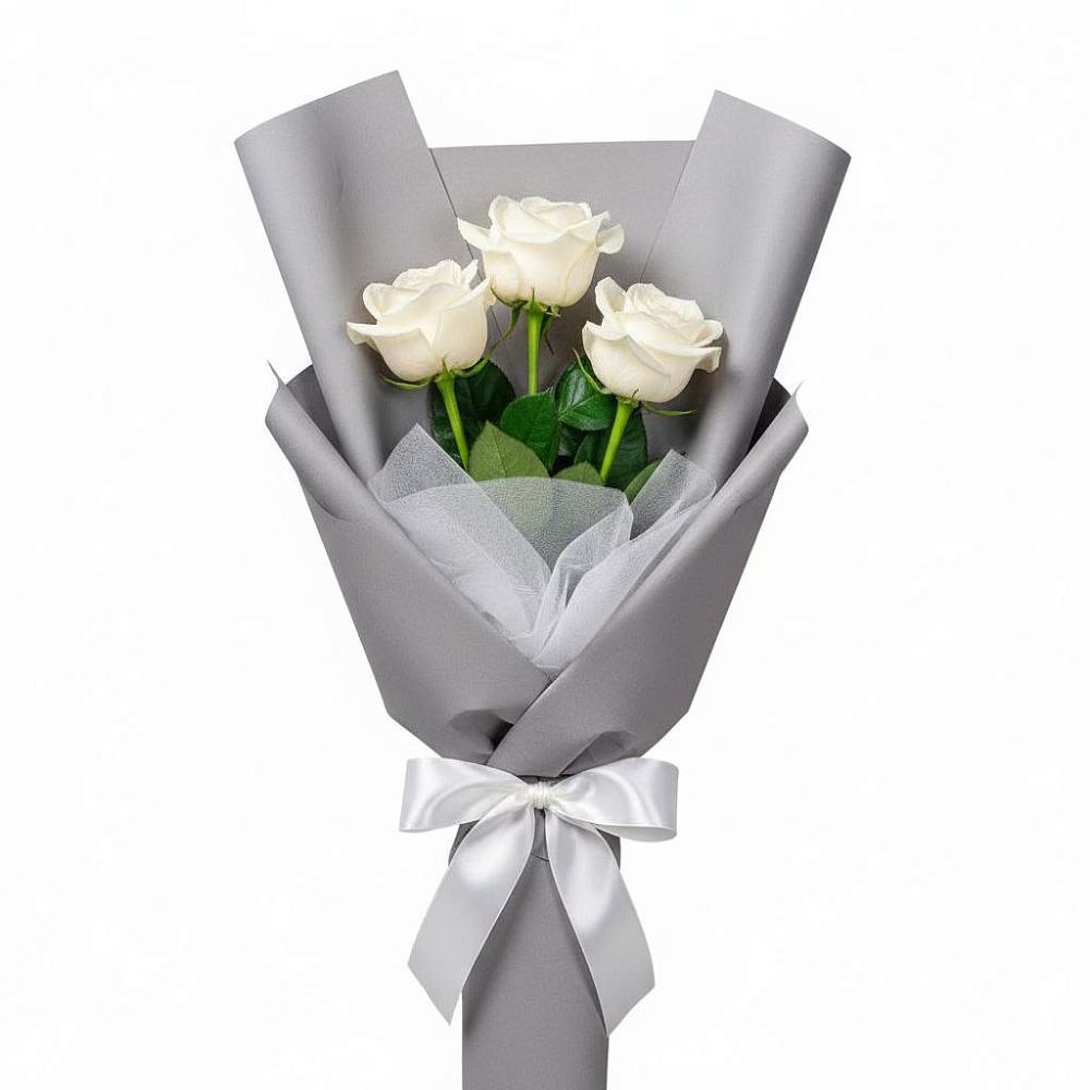 Букет 3 белые розы в Федоровка Республика Башкортостан