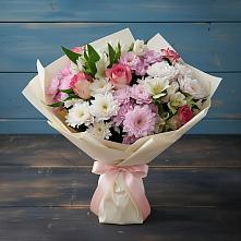 Букет цветов из:  Хризантемы, Альстромерии и Розы в Федоровка Республика Башкортостан