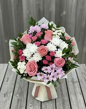 Букет цветов из:  Альстромерии, Гвоздики, Розы и Хризантемы в Федоровка Республика Башкортостан