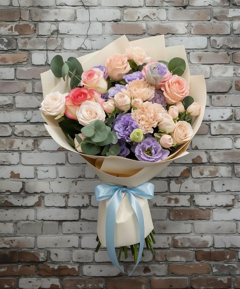 Букет цветов из: Розы, Лизиантусы и Гвоздики в Федоровка Республика Башкортостан