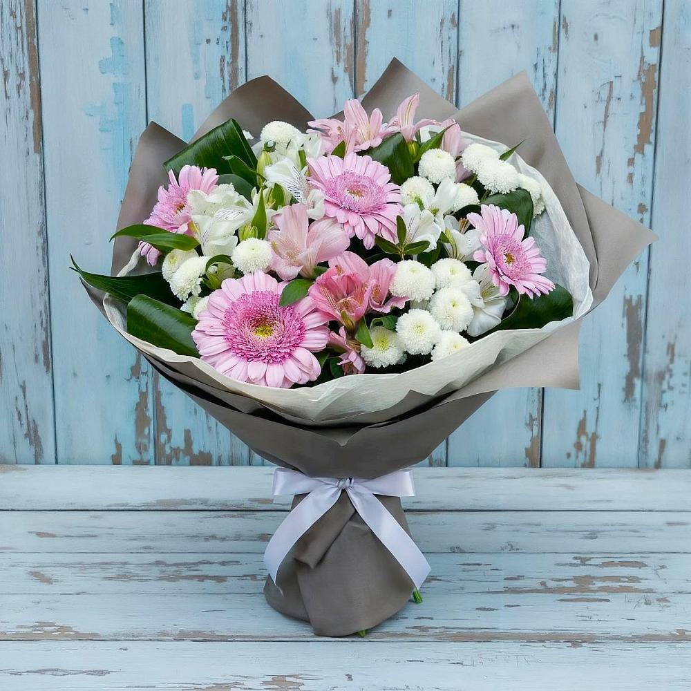 Букет цветов из: Герберы, Альстромерии и Хризантемы в Федоровка Республика Башкортостан