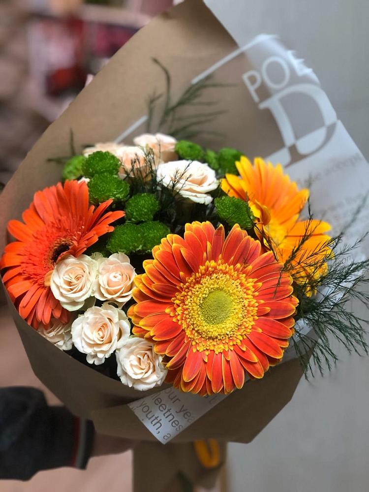 Букет цветов из: Герберы, Хризантемы и Розы в Федоровка Республика Башкортостан
