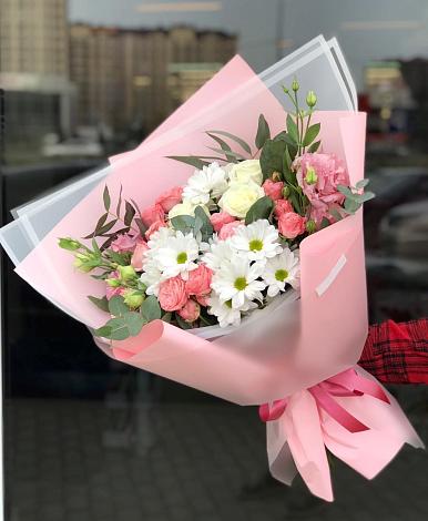 Букет цветов из: Розы, Лизиантусы и Хризантемы в Федоровка Республика Башкортостан