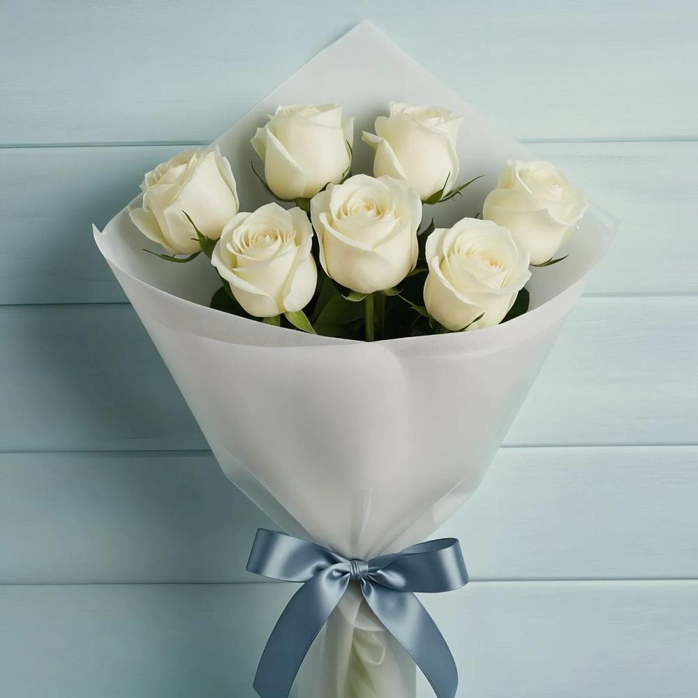 Букет 7 Белых роз Эдлесс Лав в Федоровка Республика Башкортостан