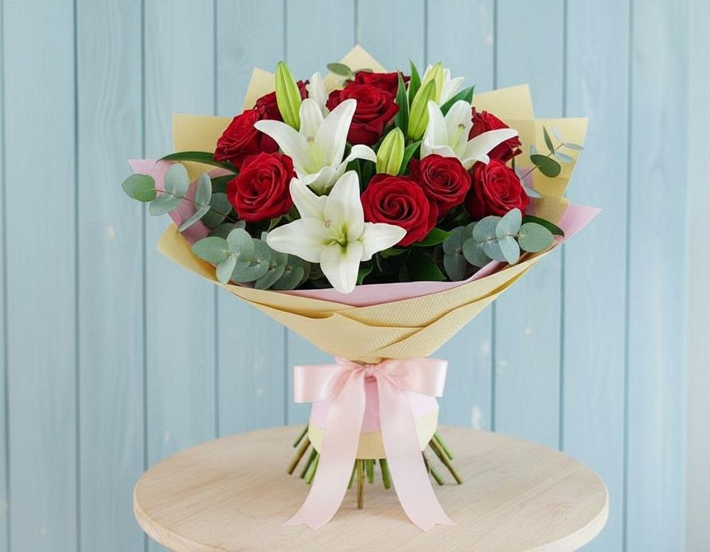 Букет цветов из: Лилии и Розы в Федоровка Республика Башкортостан